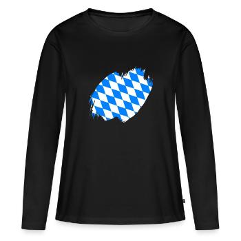Drapeau bavarois d’occasion Look Drapeau bavarois Vintage - T-shirt manches longues Premium bio Femme - noir - Devant - Julia (174cm)