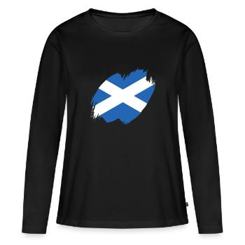 Drapeau écossais Drapeau écossais Alba GB Royaume-Uni - T-shirt manches longues Premium bio Femme - noir - Devant - Julia (174cm)