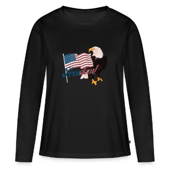 Freedom - Frauen Premium Bio Langarmshirt - Schwarz - Vorne - Julia (174cm)