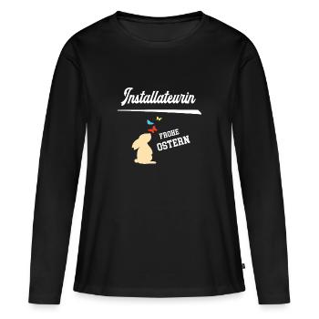 Installateurin Ostern Installateur Oster Outfit - Frauen Premium Bio Langarmshirt - Schwarz - Vorne - Julia (174cm)