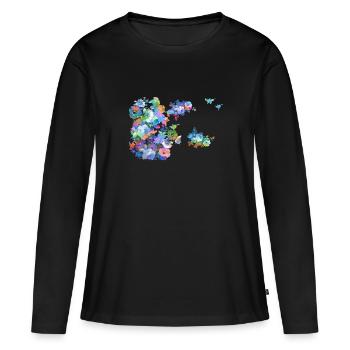 Fleurs,Fleur,Printemps,Fleurs,Coloré - T-shirt manches longues Premium bio Femme - noir - Devant - Julia (174cm)