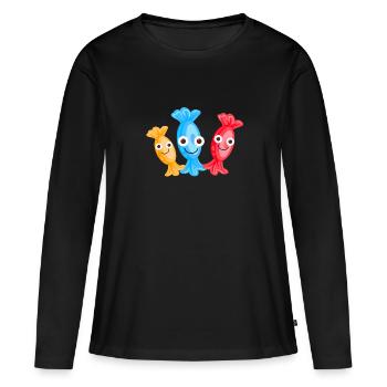 Bonbons,Famille,Famille de bonbons,Bonbons - T-shirt manches longues Premium bio Femme - noir - Devant - Julia (174cm)