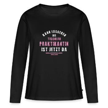 Tischler Praktikantin Danke Praktikum Tischlerei - Frauen Premium Bio Langarmshirt - Schwarz - Vorne - Julia (174cm)