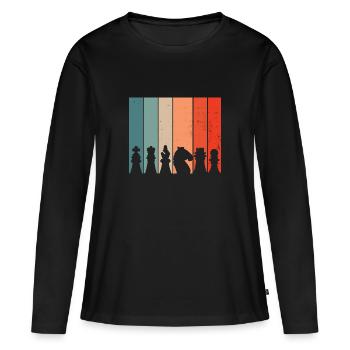 Jeu d’échecs jeu d’échecs cadeau - T-shirt manches longues Premium bio Femme - noir - Devant - Julia (174cm)