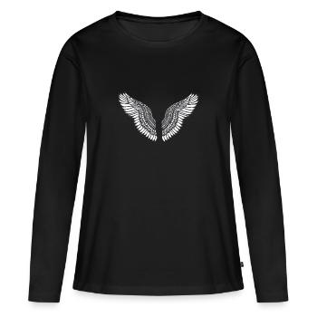 angelwings,flügel,aquarell,weiß,engelsflügel - Frauen Premium Bio Langarmshirt - Schwarz - Vorne - Julia (174cm)