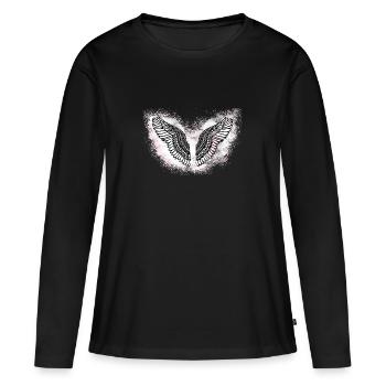 angelwings,flügel,aquarell,weiß,engelsflügel - Frauen Premium Bio Langarmshirt - Schwarz - Vorne - Julia (174cm)