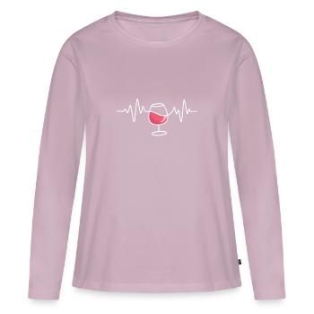 Vin battement de cœur vin rosé vin rouge - T-shirt manches longues Premium bio Femme - rose poudré - Devant - Julia (174cm)