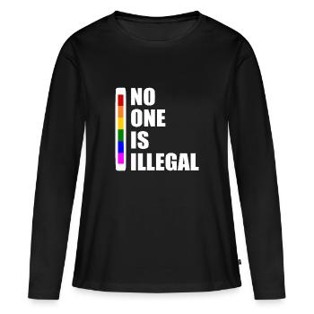 No one is illegal - T-shirt manches longues Premium bio Femme - noir - Devant - Julia (174cm)