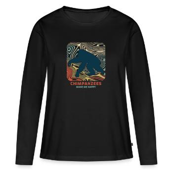 chimpanzé - T-shirt manches longues Premium bio Femme - noir - Devant - Julia (174cm)