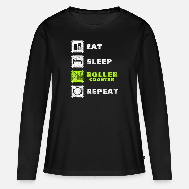 Achterbahn - Frauen Premium Bio Langarmshirt - Schwarz