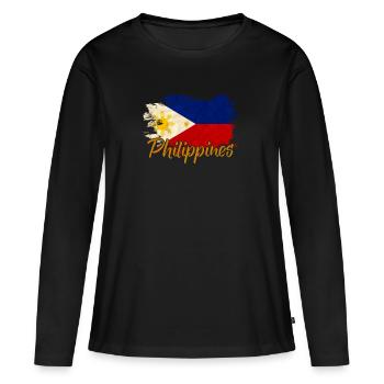 Philippines - T-shirt manches longues Premium bio Femme - noir - Devant - Julia (174cm)