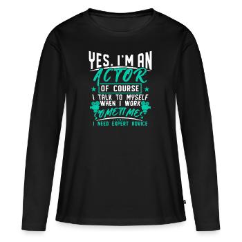 acteur - T-shirt manches longues Premium bio Femme - noir - Devant - Julia (174cm)