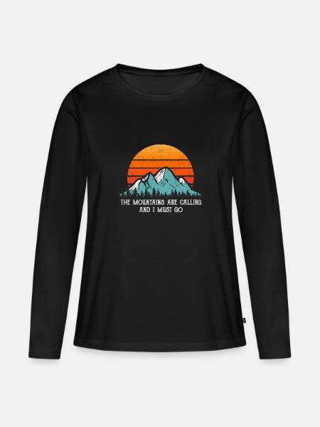 Camping Berge Retro Vintage Spruch Geschenk Shirt - Frauen Premium Bio Langarmshirt - Schwarz