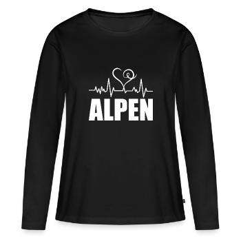 Heartbeat Alpen - Frauen Premium Bio Langarmshirt - Schwarz - Vorne - Julia (174cm)