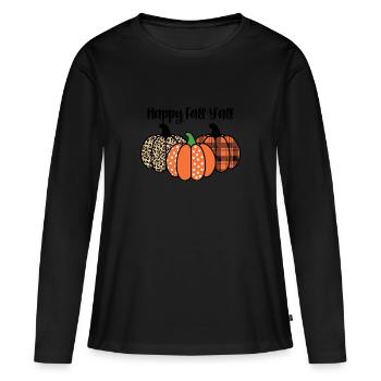 Autumn Pumpkin Happy Fall Y'all - Women's Premium Organic Long Sleeve Shirt - black - Front - Julia (174cm)