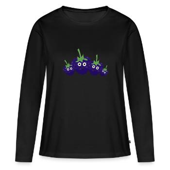 Mûres,Famille,Baies,Mûre - T-shirt manches longues Premium bio Femme - noir - Devant - Julia (174cm)