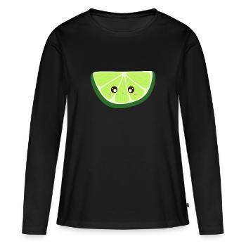 kawaii lime - Women's Premium Organic Long Sleeve Shirt - black - Front - Julia (174cm)