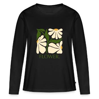 Art floral vintage - T-shirt manches longues Premium bio Femme - noir - Devant - Julia (174cm)