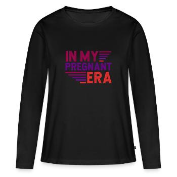 Schwangerschaft Schwanger Baby Familie Frauen - Frauen Premium Bio Langarmshirt - Schwarz - Vorne - Julia (174cm)