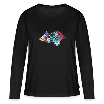 Descente,Hill,VTT,Cyclisme,Cycliste,Graffiti - T-shirt manches longues Premium bio Femme - noir - Devant - Julia (174cm)