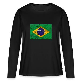 Brésil drapeau du Brésil - T-shirt manches longues Premium bio Femme - noir - Devant - Julia (174cm)