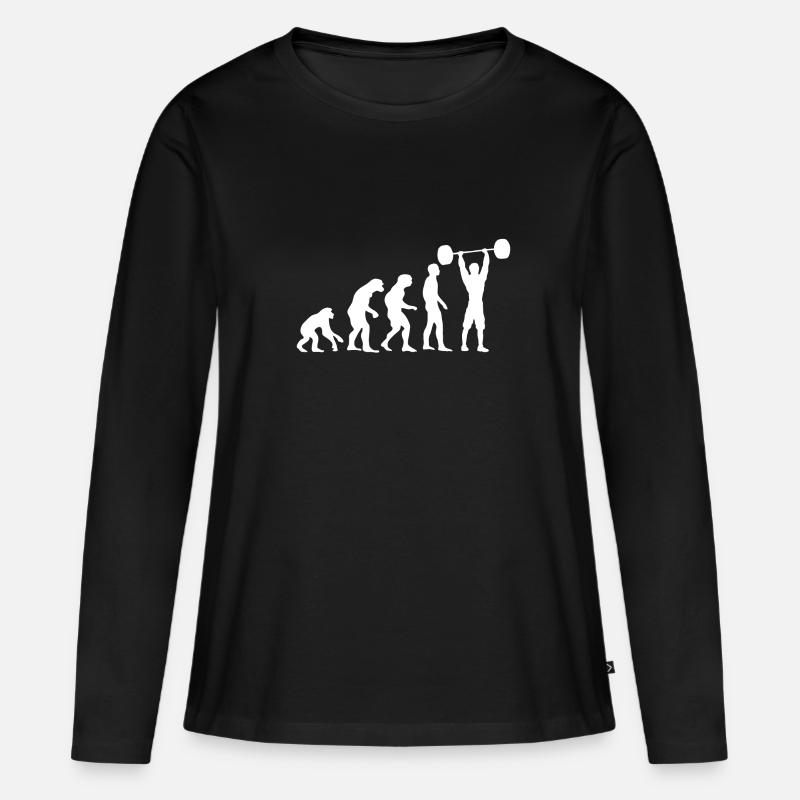 Evolution menschheit menschen pumpen generation - Frauen Premium Bio Langarmshirt - Schwarz
