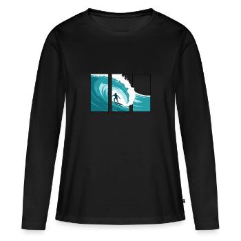 Ride the Wave - Women's Premium Organic Long Sleeve Shirt - black - Front - Julia (174cm)