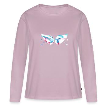 Angelwings,Wings,Aquarelle,Coloré,Angel Wings - T-shirt manches longues Premium bio Femme - rose poudré - Devant - Julia (174cm)