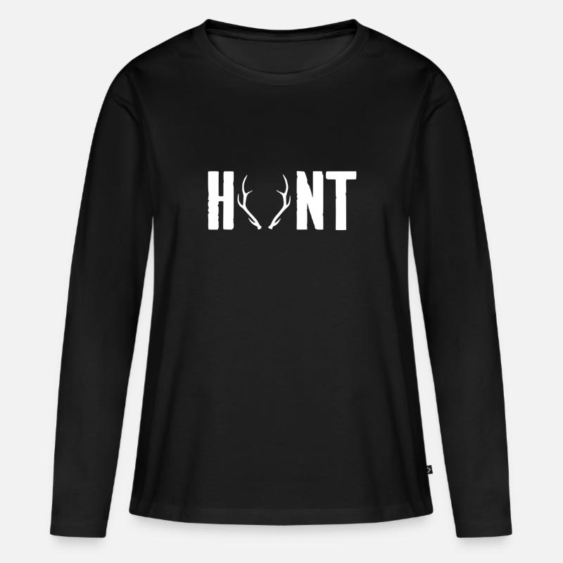 HUNT - Frauen Premium Bio Langarmshirt - Schwarz