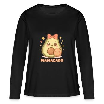 MAMACADO – Süße Avocado Mama & Baby - Frauen Premium Bio Langarmshirt - Schwarz - Vorne - Julia (174cm)