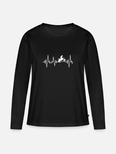 Heartbeat pulse motorfiets motorcross motorfiets liefde - Vrouwen Premium Bio shirt met lange mouwen - zwart