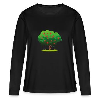Pomme tarte aux pommes, pommier pommiers jus de pomme - T-shirt manches longues Premium bio Femme - noir - Devant - Julia (174cm)