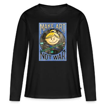Make Art Not War - Pirate au crayon - T-shirt manches longues Premium bio Femme - noir - Devant - Julia (174cm)