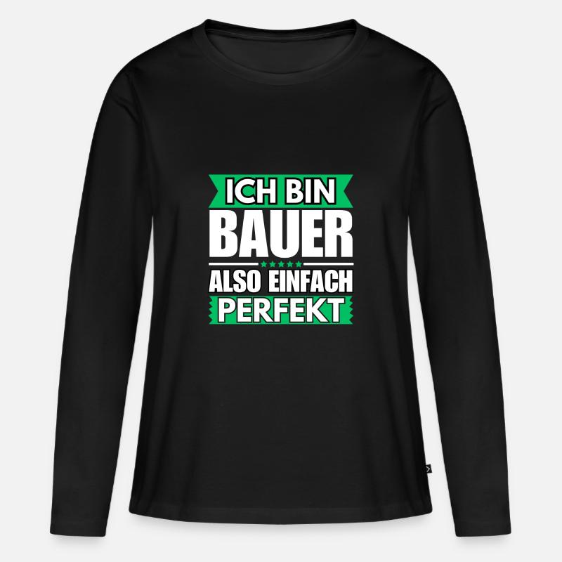 Einfach ein Perfekter Bauer - Frauen Premium Bio Langarmshirt - Schwarz