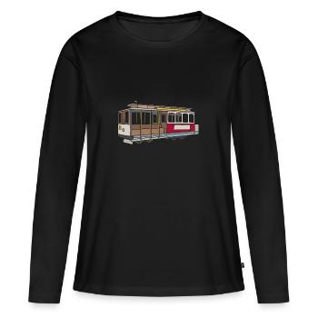 San Francisco Téléphérique c - T-shirt manches longues Premium bio Femme - noir - Devant - Julia (174cm)