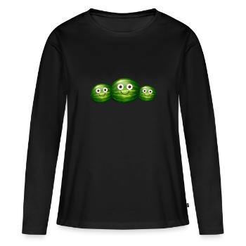 Famille,Melon,Pastèque,Melons - T-shirt manches longues Premium bio Femme - noir - Devant - Julia (174cm)