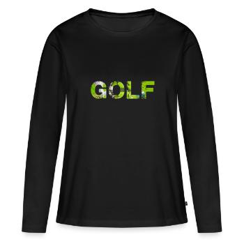 Golf,Font,Typo,Sport - T-shirt manches longues Premium bio Femme - noir - Devant - Julia (174cm)