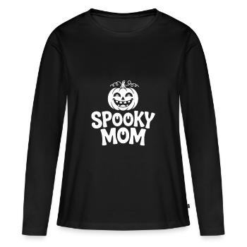 Spooky Mom Mom's Halloween Shirt Laughing Pumpkin - Women's Premium Organic Long Sleeve Shirt - black - Front - Julia (174cm)