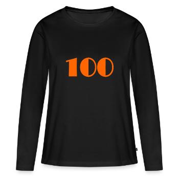100. 100 ANS. 100e ANNIVERSAIRE. ANNIVERSAIRE - T-shirt manches longues Premium bio Femme - noir - Devant - Julia (174cm)