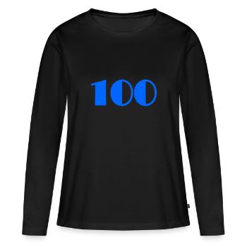 100. 100 ANS. 100e ANNIVERSAIRE. ANNIVERSAIRE - T-shirt manches longues Premium bio Femme - noir - Devant - Julia (174cm)