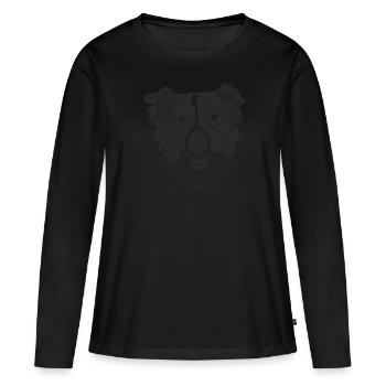 Border Collie - Frauen Premium Bio Langarmshirt - Schwarz - Vorne - Julia (174cm)