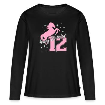 12. Geburtstag Reiten Pferd Reitstall - Frauen Premium Bio Langarmshirt - Schwarz - Vorne - Julia (174cm)