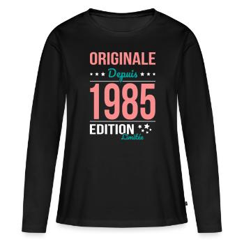 40-jähriges Jubiläum - Original seit 1985 - Frauen Premium Bio Langarmshirt - Schwarz - Vorne - Julia (174cm)