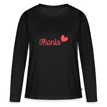 MERCI. MERCI. MERCI. ANNIVERSAIRE. NAISSANCE. - T-shirt manches longues Premium bio Femme - noir - Devant - Julia (174cm)