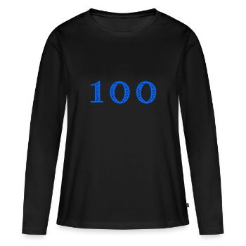 100 ANS. 100e ANNIVERSAIRE. ANNIVERSAIRE 100 ANS. - T-shirt manches longues Premium bio Femme - noir - Devant - Julia (174cm)