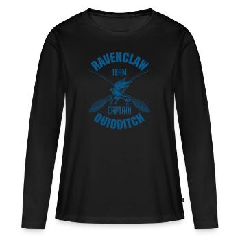 Harry Potter Emblème Serdaigle Quidditch - T-shirt manches longues Premium bio Femme - noir - Devant - Julia (174cm)