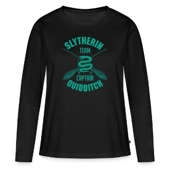 Harry Potter Emblème Serpentard Quidditch - T-shirt manches longues Premium bio Femme - noir - Devant - Julia (174cm)