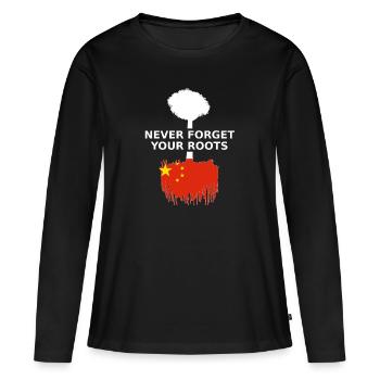 Chine Chinese Roots - T-shirt manches longues Premium bio Femme - noir - Devant - Julia (174cm)
