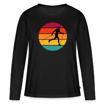 Walken Nordic Walking Nordic Walker Walking - Frauen Premium Bio Langarmshirt - Schwarz - Vorne - Julia (174cm)