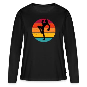 Kickboxing Hommes Kickboxing Boxe Kickboxing Kickboxing - T-shirt manches longues Premium bio Femme - noir - Devant - Julia (174cm)